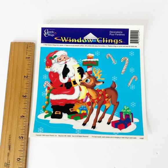Vintage Classic Clings Christmas Window Clings Decorations 1999 Lot of 6 - Picture 10 of 11